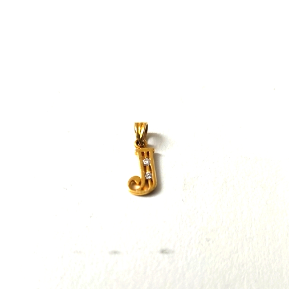 14K Gold Initial 'J' Pendant with Diamond Accents
